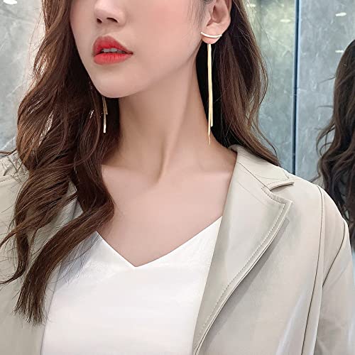 Gold Long Dangle Drop Earrings for Woman,Punk Sleek Metal Chain Tassel Earrings 70s/80s Disco Outfits Accessories Jewelry - color: 3:Gold