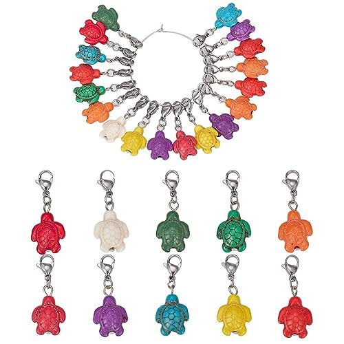 SUNNYCLUE Turtle Beads Stitch Markers, 20Pcs Crochet Knitting Markers with Lobster Clasp Charms for Sewing Quilting - color: 20pcs Turtle Beads Stitch Markers With Upgraded Gift Box