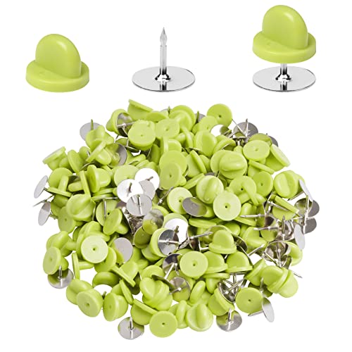 400pcs PVC Rubber Pin Backs Heliltd Butterfly Clutch Pins Tie Tacks Blank Pins for Uniform Badges Backing Holder Clasp Lapel Pin Enamel Pins(200 Sets) - color: green