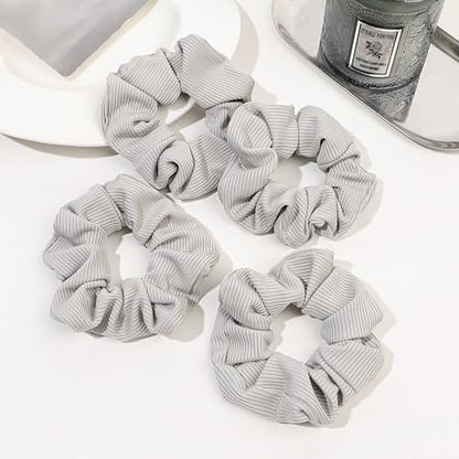 Hair Scrunchies for Women - Hair Ties No Damage Both for Thick Hair or Thin Hair Curl Hair No Crease Gray Scrunchies Ponytail Holder No Hurt Your Hair - color: Gray