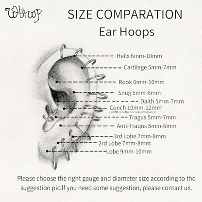 WBRWP Nose Rings Hoops for Women: 316L Surgical Steel Double Hoop Nose Rings Hinged CZ Septum Clicker Conch Cartilage Helix Rook Tragus Daith Earring Hoops Piercing Jewelry - color: Silver, size: 14G 7mm
