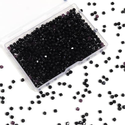 1000Pcs 4mm Faceted Crystal Glass Bicone Beads Loose Bead for DIY Bracelet Necklace Earring Keychain Jewelry Making,Black - color: Black