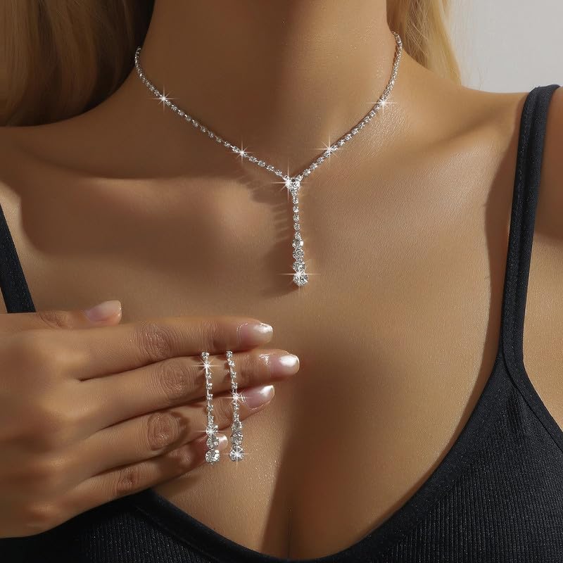 Gold Statement Choker Necklace for Women – Trendy Silver Long Layered Snake Chain Drop Necklace, Elegant Prom Party Jewelry Gift, Delicate Accessories for Her - color: A-Fashionable zircon tassel inlaid bridal jewelry