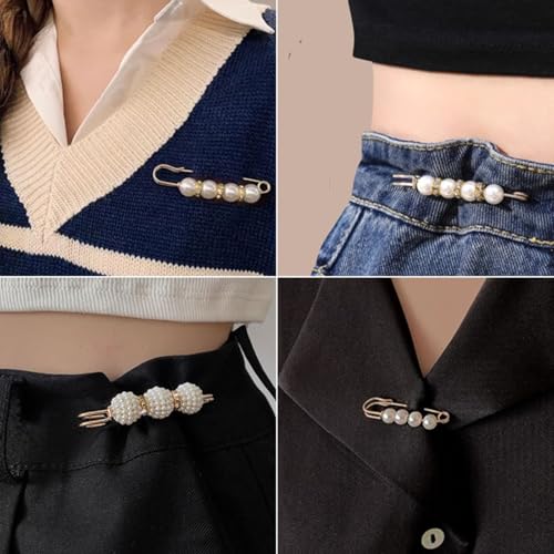 76 Pieces Pearl Brooch Pins Set, Scarf Ring Clips and Sweater Shawl Safety Pins and with Cover up Buttons Pins for Women T-Shirt Dress