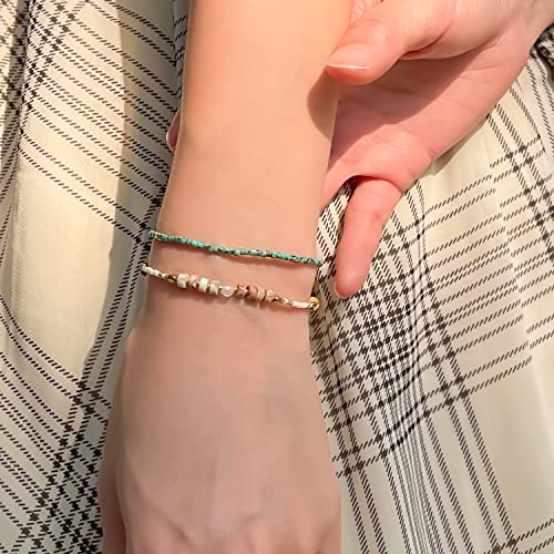 KELITCH Crystal Agate Friendship Bracelet Handmade Seed Beads Adjustable Bracelets for Women - color: White