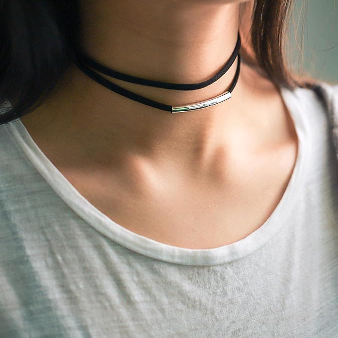 Black Choker Necklaces for Women 90s Red Black Velvet Choker Necklace Thick Thin Chocker Tube Heart Circle Choker Necklace Lace Tatto Collar Necklace Goth Choker Jewelry - style: A2-Tube