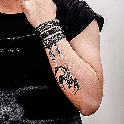 Leather Braided Bracelet Cuff Wrap Wristband for Men Women Adjustable - color: A:6pcs