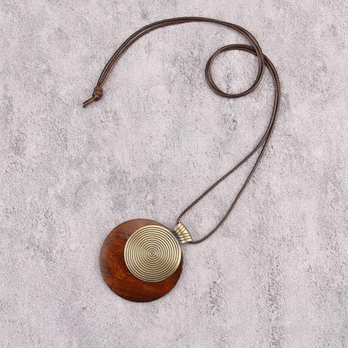 Bohemian Necklaces for Women Long Leather Necklace with Large Pendant Chunky Boho Hippie Jewelry Pendant Chocker Necklace - style: Big Pendant Necklace