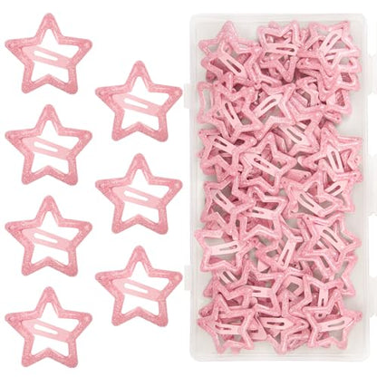 70 Pcs Metal Glitter Snap Hair Clips for Women,Small Snap Barrettes for Women Girls Thick Fine Hair (Pink) - color: Pink