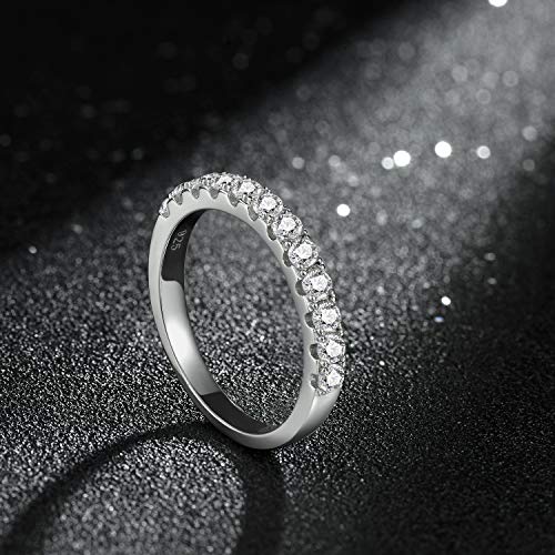 EAMTI CZ Wedding Band for Women 925 Sterling Silver Half Eternity Stackable Ring Size 3-13 - color: Sterling Silver-3mm