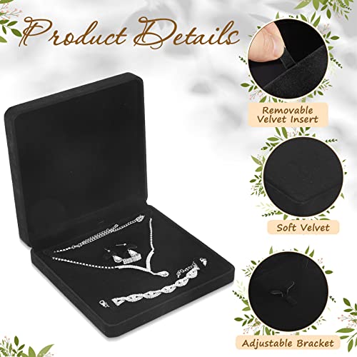 6 Pcs Velvet Jewelry Set Box Jewelry Display Case Earring Ring Bracelet Necklace Gift Box Pearl Necklace Storage Case for Mother's Day Wedding Travel Anniversary(Black) - color: Black