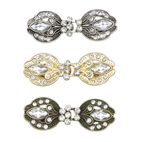 3pcs women's Vintage diamond Cardigan Collar Clip Shawl cape buckle Can be used as dress tightening clip sweater accessories - color: H