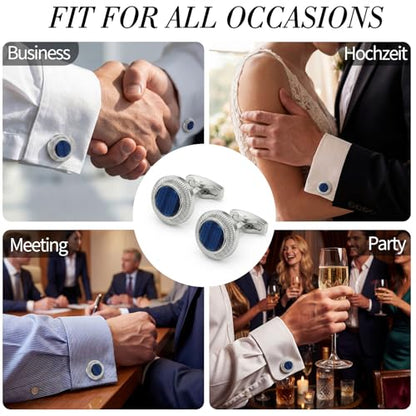 Tuxedo Cuff Links,Cufflinks for Men | Stainless Steel, Lead-Free and Nickel-Free, Gift Box Packed, Boyfriend Husband Father, Wedding Party Anniversary Birthday - color: Blue