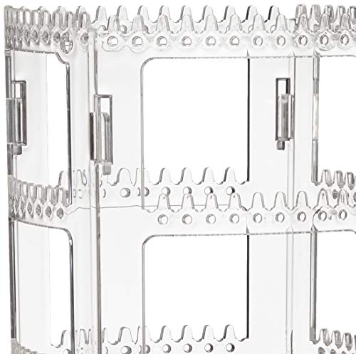 Sooyee 360 Rotating Earring Holder and Jewelry Organizer, Clear | 4 Tiers Earring Storage Display Classic Stand, 156 Holes and 160 Grooves for Necklaces Earrings Piercings - color: Clear