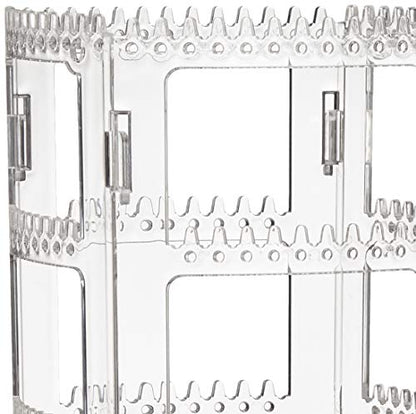 Sooyee 360 Rotating Earring Holder and Jewelry Organizer, Clear | 4 Tiers Earring Storage Display Classic Stand, 156 Holes and 160 Grooves for Necklaces Earrings Piercings - color: Clear