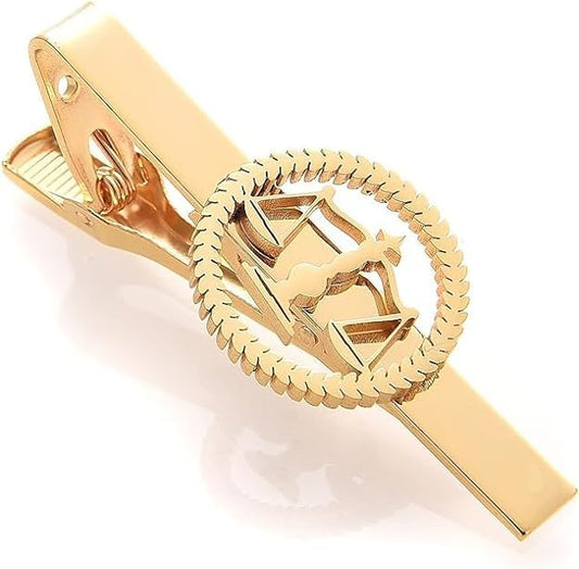 TINGKU Attorney Lawyer Cufflinks and Tie Clip for Men Gifts Scales of Justice Cuff links Tie Clasp Father in Law Enforcement Suit Shirt Jewelry - style: Tie Clip Gold