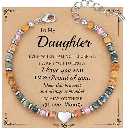 Best Friend Bracelet Gifts for Women Sister Bestie, Christmas Gift for Teens Mom Daughter Granddaughter Birthday Gift for Her Stocking Stuffers - color: African Turquoise-Daughter