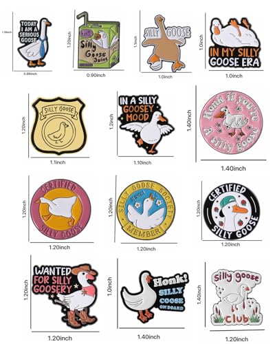 Silly Goose Enamel Pins Set, 13 Pcs Funny Goose Quote Lapel Pins for Backpacks, Jackets, Hats, Humor Animal Brooches