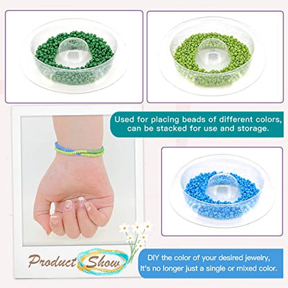 INDIVSHOW Clay Bead Spinner,Seed Beads Kit with 3 Pcs Quick Changed Trays,Beading Needles for Jewelry Making (Wooden)