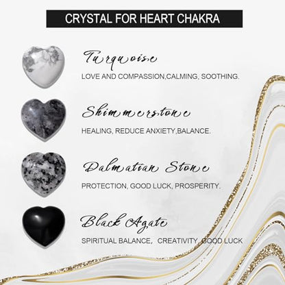 Raicegs Heart Shaped Crystals and Healing Stones 7 Chakra Crystal Necklace 0.8 inch Heart Gemstones Natural Stones Necklaces for Women Spiritual Gift for Women Teen - style: 4PCS-B