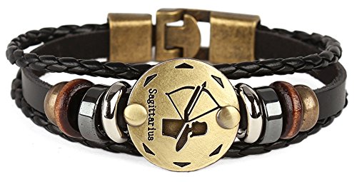Punk Alloy Leather Bracelet for Constellation Braided Rope Bracelet Bangle - style: Sagittarius