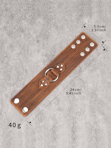 GelConnie Punk Leather Cuff Bracelet Adjustable Straps Wrap Bracelets Arm Armor Cuff Gothic Leather Wristbands for Men, Women - color: MLPB105-Brown