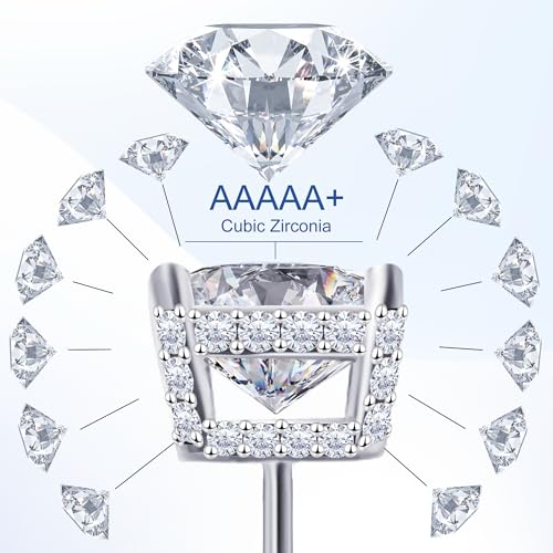 Moissanite Earrings Studs 1ct-3ct for Women/Men, 925 Sterling Silver with 18K White Gold Plated Hypoallergenic Flat Screw Back Birthday Gifts for Women Girlfriend Wife Engagement Jewelry - color: Round#4Ct-(2.0ct*2)