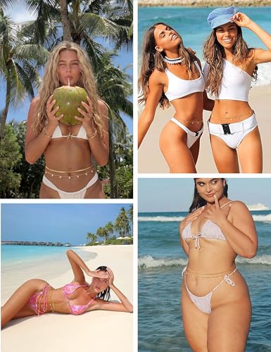 Waist Chain for Women Belly Chain Waist Beads Body Chain | 14K Gold Plated Chain Belts, Waterproof Non Tarnish Body Jewelry, Dainty Sexy Gift for Her, Layered Summer Beach Accessories - style: satellite & cross