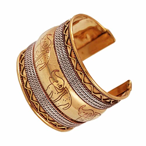 Touchstone Indian Bollywood Handcrafted Slip In Easy To Wear Stylish Wrist Enhancer Designer Broad Jewelry Cuff Bracelet For Women and Men. - style: Elephant 2