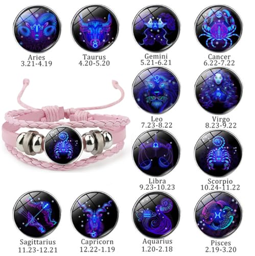 2Pcs Twelve Zodiac Leather Bracelet - Adjustable Zodiac Jewelry Accessory - color: Sagittarius