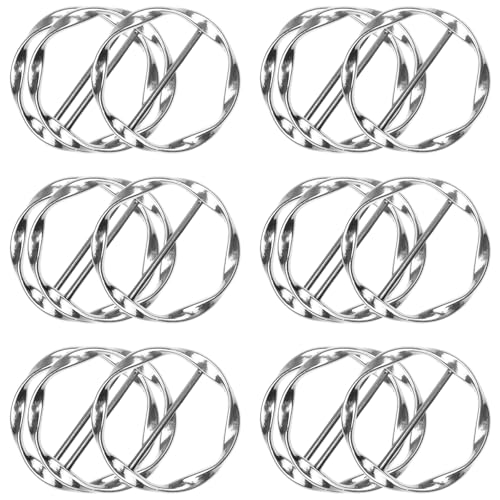 18Pcs Shirt Ties Clips for Women Silk Scarf Ring Clip T-Shirt Buckle Ring Clip Metal Round Circle Clip Clothes Clip - color: Silver