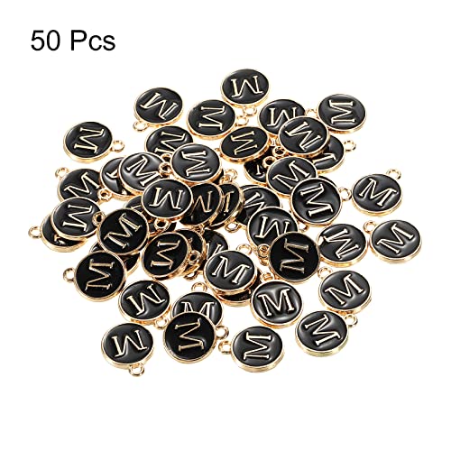 MECCANIXITY Alphabet Letter Charm Double Sided Alphabet Pendant, for Earring Jewelry Making - style: M