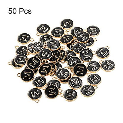 MECCANIXITY Alphabet Letter Charm Double Sided Alphabet Pendant, for Earring Jewelry Making - style: M