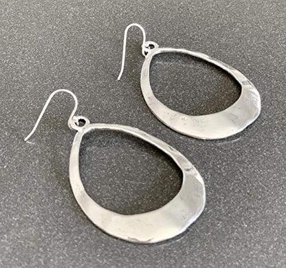 Large Teardrop Hoop on Sterling Silver Earrings Bohemian Boho Statement Jewelry