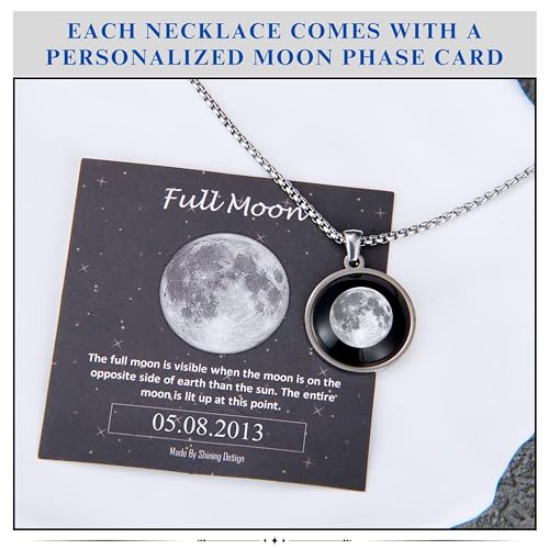 Custom Moon Phase Necklace Gift for Birthday | Personalized Name and Special Date Engraved Pendant with Gift Box, Handmade Jewelry for Birthday, Anniversary, or Memorial - style: Star Map
