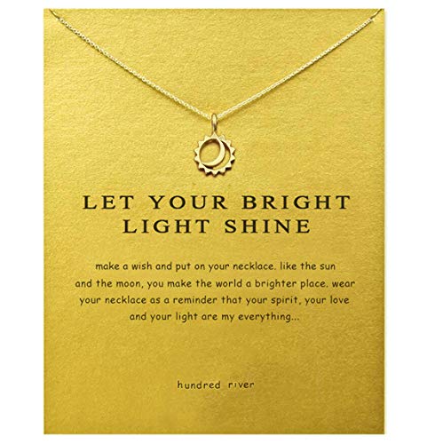 Baydurcan Friendship Anchor Compass Necklace Good Luck Elephant Pendant Chain Necklace with Message Card Gift Card - style: Moon and sun