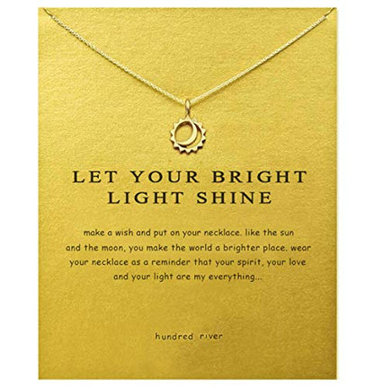 Baydurcan Friendship Anchor Compass Necklace Good Luck Elephant Pendant Chain Necklace with Message Card Gift Card - style: Moon and sun