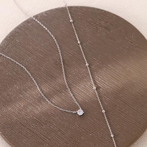 Layered Choker Necklace for Women Stackable Chain Dainty Zircon Pendant Set | 2PCS, Silver/14K Gold Plated, Box/Ball/Rope/Lip chain, Layering Diamond Cut CZ Pendant, Dainty Thin Chain, Trendy Prom Gift - color: Gold, style: Style 01