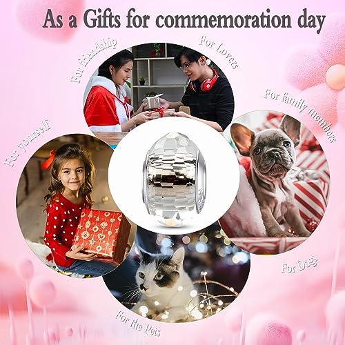 MICOO 925 Sterling Silver Charms for Bracelets,Fashion DIY Dangle Pendants Beads Simulated Birthstone Charms,Birthday Gifts for Women - color: 1 White Charms