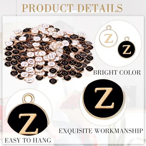 Bucherry 208 Pcs Letter Metal Charms for Jewelry Making Mix Initial Double Side Charms for DIY Bracelet Necklace Making - color: Black and White, style: Letter
