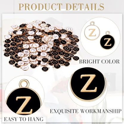 Bucherry 208 Pcs Letter Metal Charms for Jewelry Making Mix Initial Double Side Charms for DIY Bracelet Necklace Making - color: Black and White, style: Letter