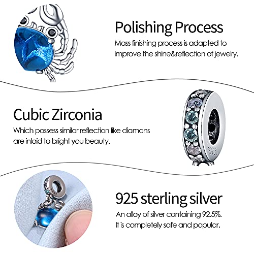 Pandach 925 Sterling Silver Charms Beads for Bracelets and Necklaces Butterfly and Headphones Pendants Clover Charms Jewelry Gift for Women - style: A pendant Crab Charm