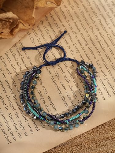 Bohemian Bead Stacked Bracelet, Vintage Multi-Layer Bracelet, Gift for Her - style: Bracelet R21-007