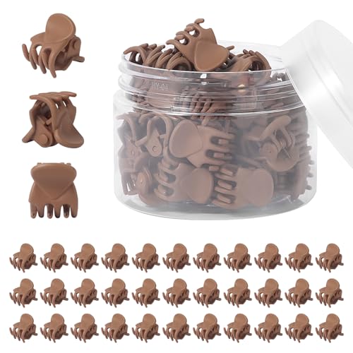 YOHAMA 36Pcs Dark Brown Mini Hair Claw Clips for Women&Girls, Bangs Clamp | Durable Strong Springs, Great Grip, Thick Plastic, Non-non-Pulling or Snagging, Holder Tightly, Multifunction, Holiday Gifts - color: Dark Brown-1.4cm