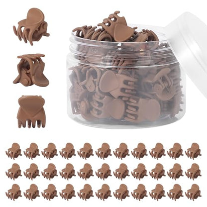 YOHAMA 36Pcs Dark Brown Mini Hair Claw Clips for Women&Girls, Bangs Clamp | Durable Strong Springs, Great Grip, Thick Plastic, Non-non-Pulling or Snagging, Holder Tightly, Multifunction, Holiday Gifts - color: Dark Brown-1.4cm