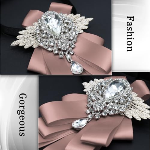 Big Rhinestone Bow Ties，Bowtie Pre-Tied Bowties Men Women | Suit for tuxedo party wedding - color: Pink