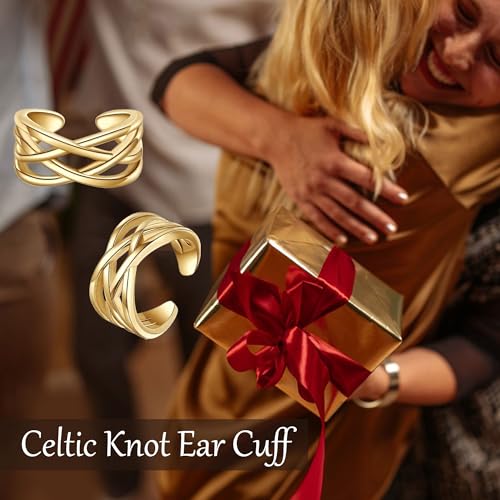 Celtic Knot/Celtic Knot/Bat/Filigree Viking Earrings 925 Sterling Silver Non Piercing Ear Cuff Earrings Cool Earring Cuff for Women Men - color: celtic-2-gold