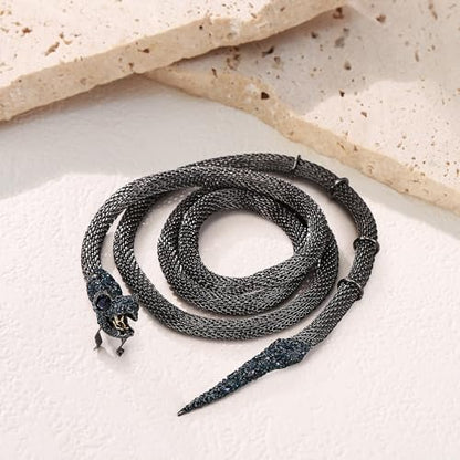 FANZE Snake Necklace for Women，Adjustable Punk Gold Snake Choker Necklace Halloween Gifts Party Multi-Purpose Jewelry - color: Black