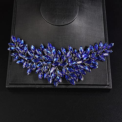 JWICOS Bridal Headband Crystal Wedding Hair Vine Headpieces for Bride and Girls (Blue) - color: Blue
