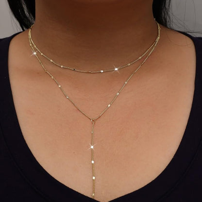 1PC Bohemian Y-shaped Long Necklace Women Fashion Layering Vacation Leisure Beach Necklace Party Jewelry Accessory - color: Gold